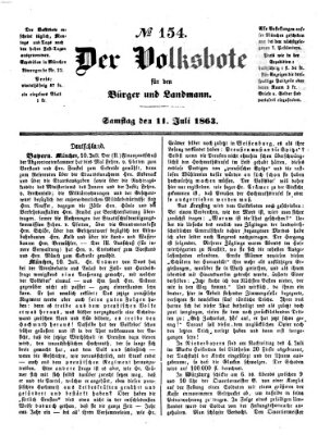 Der Volksbote für den Bürger und Landmann Samstag 11. Juli 1863