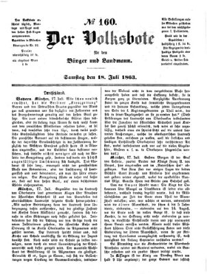 Der Volksbote für den Bürger und Landmann Samstag 18. Juli 1863