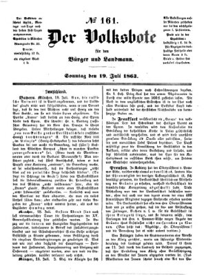 Der Volksbote für den Bürger und Landmann Sonntag 19. Juli 1863