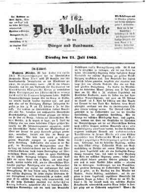 Der Volksbote für den Bürger und Landmann Dienstag 21. Juli 1863