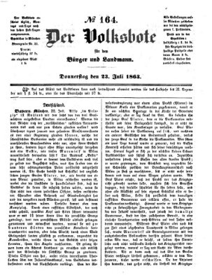 Der Volksbote für den Bürger und Landmann Donnerstag 23. Juli 1863