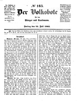 Der Volksbote für den Bürger und Landmann Freitag 24. Juli 1863