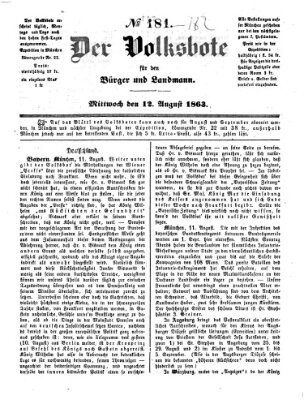 Der Volksbote für den Bürger und Landmann Mittwoch 12. August 1863