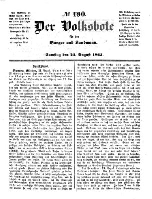 Der Volksbote für den Bürger und Landmann Samstag 22. August 1863