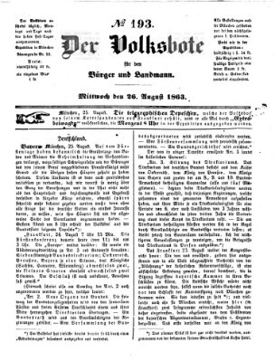 Der Volksbote für den Bürger und Landmann Mittwoch 26. August 1863