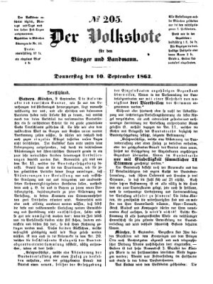 Der Volksbote für den Bürger und Landmann Donnerstag 10. September 1863