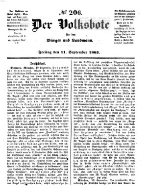 Der Volksbote für den Bürger und Landmann Freitag 11. September 1863