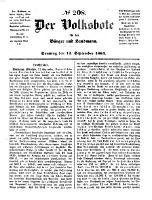 Der Volksbote für den Bürger und Landmann Sonntag 13. September 1863