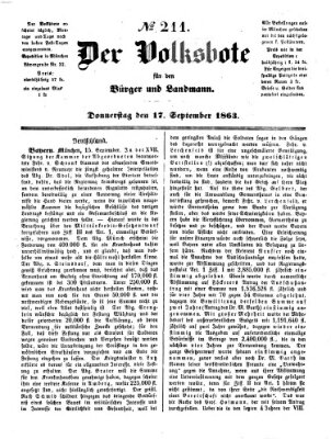 Der Volksbote für den Bürger und Landmann Donnerstag 17. September 1863