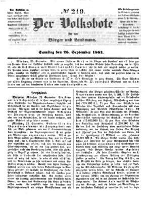 Der Volksbote für den Bürger und Landmann Samstag 26. September 1863