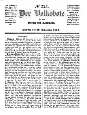 Der Volksbote für den Bürger und Landmann Dienstag 29. September 1863