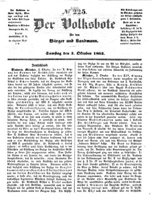 Der Volksbote für den Bürger und Landmann Samstag 3. Oktober 1863