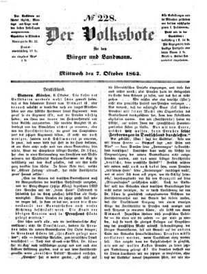 Der Volksbote für den Bürger und Landmann Mittwoch 7. Oktober 1863