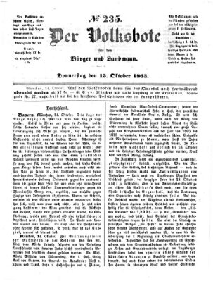 Der Volksbote für den Bürger und Landmann Donnerstag 15. Oktober 1863