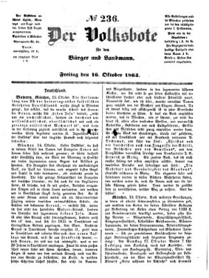 Der Volksbote für den Bürger und Landmann Freitag 16. Oktober 1863