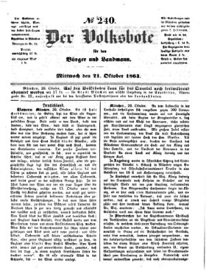 Der Volksbote für den Bürger und Landmann Mittwoch 21. Oktober 1863