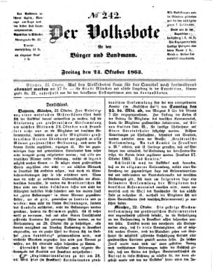 Der Volksbote für den Bürger und Landmann Freitag 23. Oktober 1863