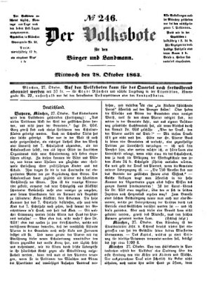 Der Volksbote für den Bürger und Landmann Mittwoch 28. Oktober 1863