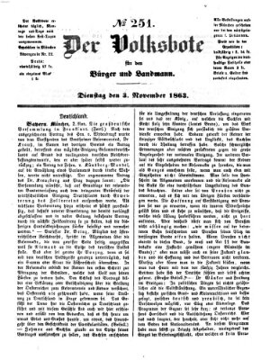 Der Volksbote für den Bürger und Landmann Dienstag 3. November 1863