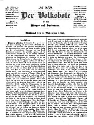 Der Volksbote für den Bürger und Landmann Mittwoch 4. November 1863