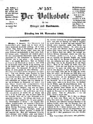 Der Volksbote für den Bürger und Landmann Dienstag 10. November 1863