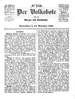 Der Volksbote für den Bürger und Landmann Donnerstag 12. November 1863