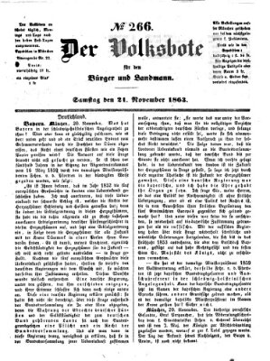 Der Volksbote für den Bürger und Landmann Samstag 21. November 1863