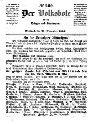 Der Volksbote für den Bürger und Landmann Mittwoch 25. November 1863