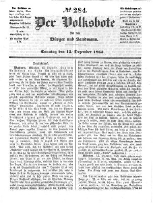 Der Volksbote für den Bürger und Landmann Sonntag 13. Dezember 1863