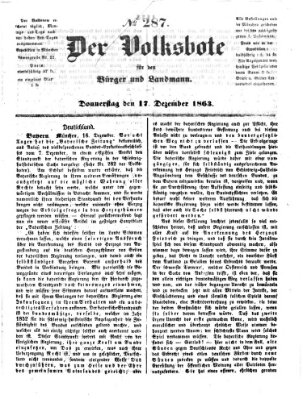 Der Volksbote für den Bürger und Landmann Donnerstag 17. Dezember 1863