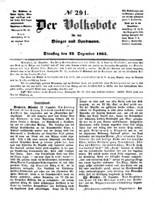 Der Volksbote für den Bürger und Landmann Dienstag 22. Dezember 1863