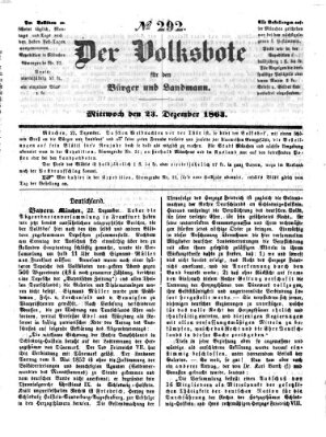 Der Volksbote für den Bürger und Landmann Mittwoch 23. Dezember 1863