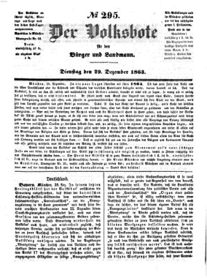 Der Volksbote für den Bürger und Landmann Dienstag 29. Dezember 1863