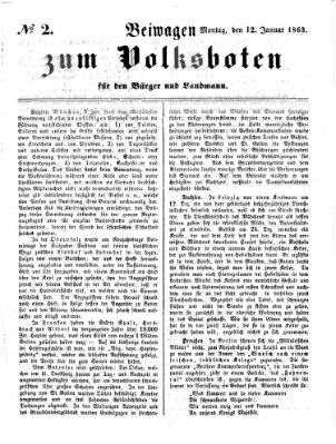 Der Volksbote für den Bürger und Landmann Montag 12. Januar 1863