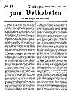 Der Volksbote für den Bürger und Landmann Montag 27. April 1863