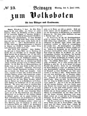 Der Volksbote für den Bürger und Landmann Montag 8. Juni 1863