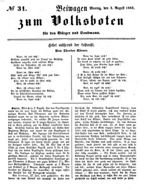 Der Volksbote für den Bürger und Landmann Montag 3. August 1863