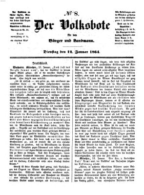 Der Volksbote für den Bürger und Landmann Dienstag 12. Januar 1864