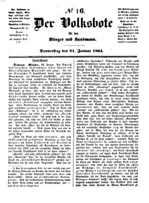 Der Volksbote für den Bürger und Landmann Donnerstag 21. Januar 1864