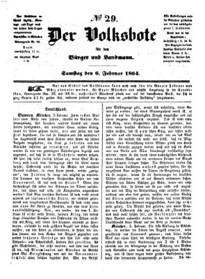 Der Volksbote für den Bürger und Landmann Samstag 6. Februar 1864