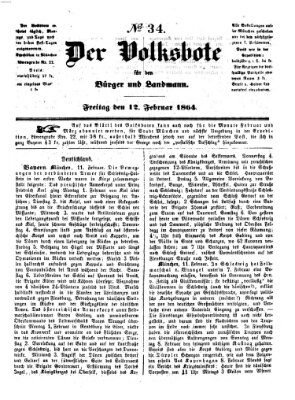 Der Volksbote für den Bürger und Landmann Freitag 12. Februar 1864