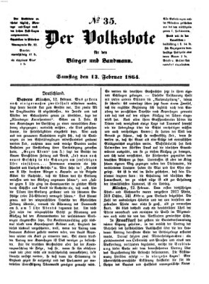 Der Volksbote für den Bürger und Landmann Samstag 13. Februar 1864