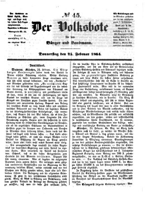 Der Volksbote für den Bürger und Landmann Donnerstag 25. Februar 1864