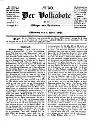 Der Volksbote für den Bürger und Landmann Mittwoch 2. März 1864