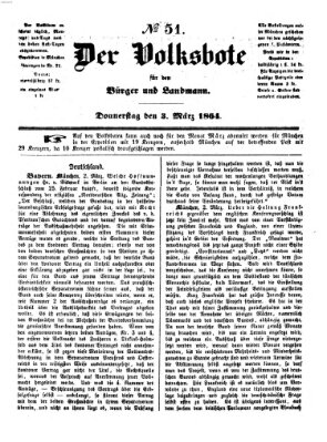 Der Volksbote für den Bürger und Landmann Donnerstag 3. März 1864