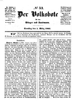 Der Volksbote für den Bürger und Landmann Samstag 5. März 1864