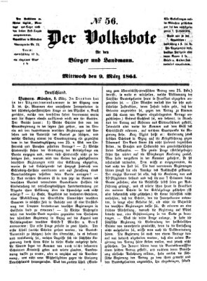 Der Volksbote für den Bürger und Landmann Mittwoch 9. März 1864