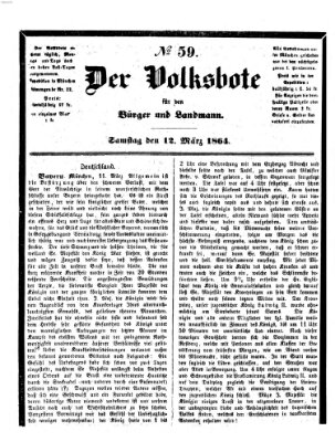 Der Volksbote für den Bürger und Landmann Samstag 12. März 1864