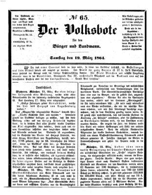 Der Volksbote für den Bürger und Landmann Samstag 19. März 1864