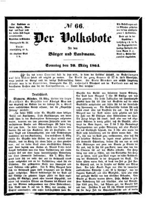 Der Volksbote für den Bürger und Landmann Sonntag 20. März 1864